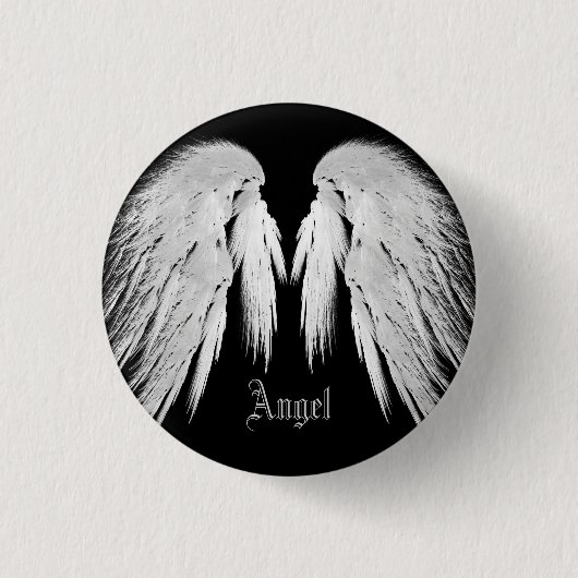 ANGEL WINGS Black Custom Name Ronde Button 3,2 Cm (Voorkant)