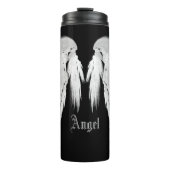 ANGEL WINGS Black Custom Name Thermosbeker (Voorkant)