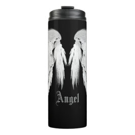ANGEL WINGS Black Custom Name Thermosbeker