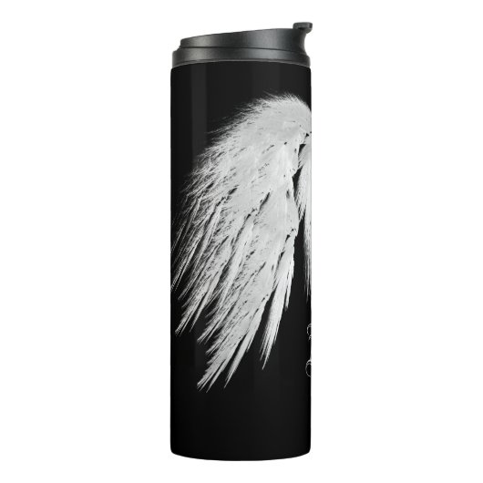 ANGEL WINGS Black Custom Name Thermosbeker (Gedraaid links)