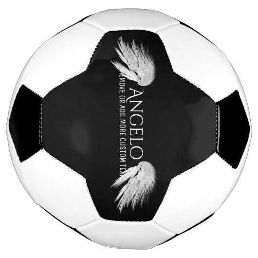 ANGEL WINGS Black Custom Name Voetbal (Gedraaid)