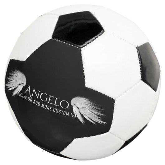 ANGEL WINGS Black Custom Name Voetbal (Drie kwart)