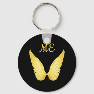 Angel wings Black Gold monogram Sleutelhanger