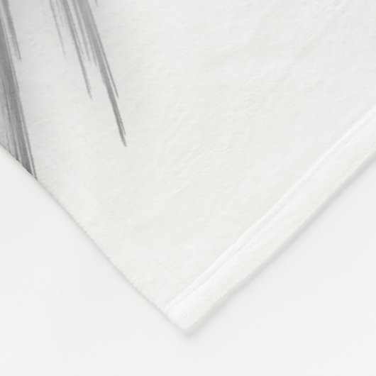 ANGEL WINGS Black Grey Monogram Fleece Deken (Hoek)