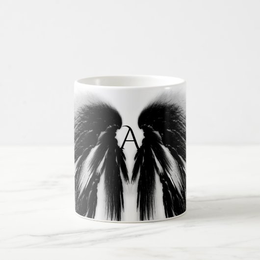ANGEL WINGS Black Grey Monogram Koffiemok (Center)