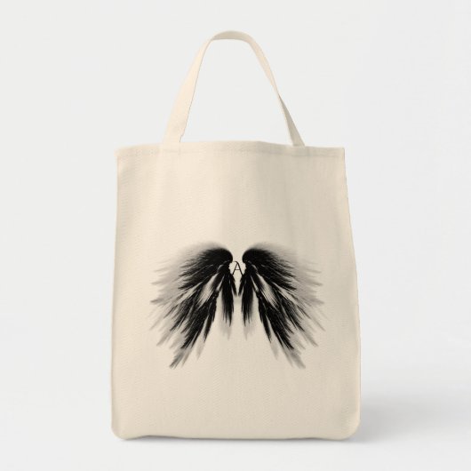 ANGEL WINGS Black Grey Monogram Tote Bag (Voorkant)