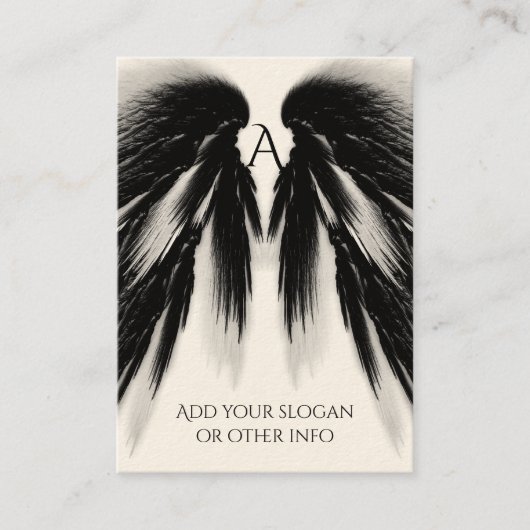 ANGEL WINGS Black Grey Monogram Visitekaartje (Voorkant)