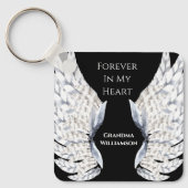 Angel Wings Black Memorial Foto Sleutelhanger (Voorkant)