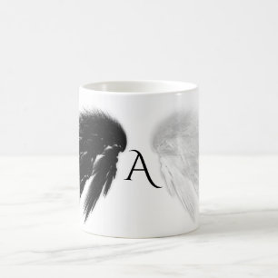 ANGEL WINGS Black + White Monogram Koffiemok