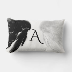 ANGEL WINGS Black + White Monogram Kussen