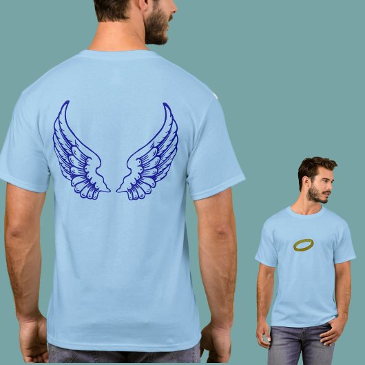 Angel Wings (Blauw) Voor- en Achterzijde T-shirt