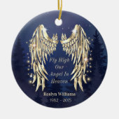 Angel Wings Blue Memorial Herdenking Kerstmis Keramisch Ornament (Voorkant)