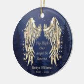 Angel Wings Blue Memorial Herdenking Kerstmis Keramisch Ornament (Links)