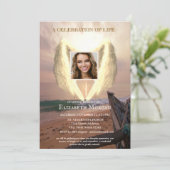 Angel Wings Boat Sunset Foto Viering van het Leven Kaart (Staand voorkant)