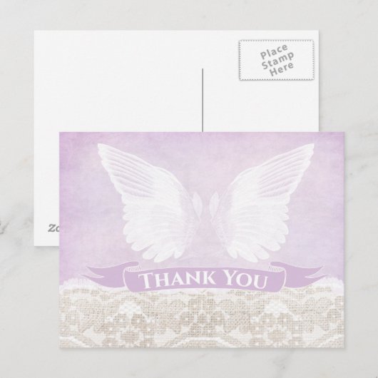 Angel Wings briefkaart, Angel Dank u opmerking Briefkaart (Voorkant / Achterkant)