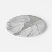 ANGEL WINGS Bruiloft Paar Initialen Elegant Grijs Papieren Bordje (Gekanteld)