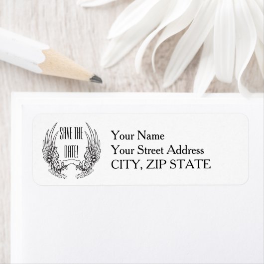 Angel Wings Bruiloft Retouradres Labels (Insitu)