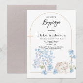 Angel Wings Cross Gold Baby Doop Kaart (Voorkant / Achterkant)