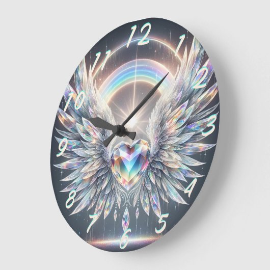 Angel Wings Crystal Heart Grote Klok (Hoek)