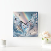 Angel Wings Crystal Heart Vierkante Klok (Huis)