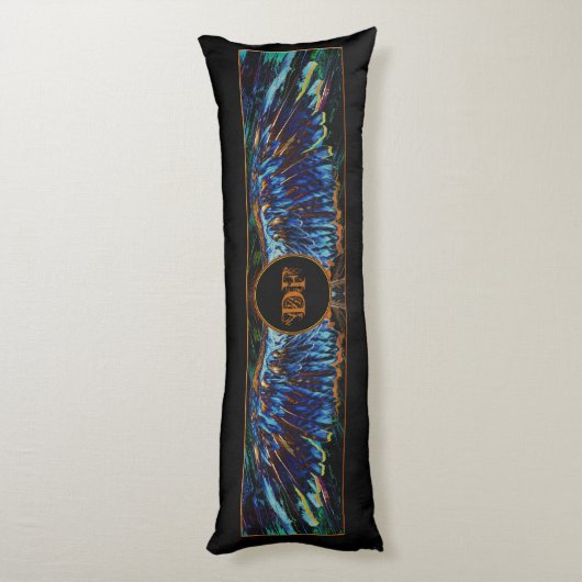 Angel Wings Custom Monogram/Date Seal Body Pillow Lichaamskussen (Achterkant (Verticaal))