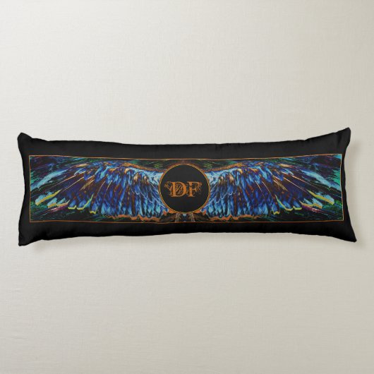 Angel Wings Custom Monogram/Date Seal Body Pillow Lichaamskussen (Achterkant)
