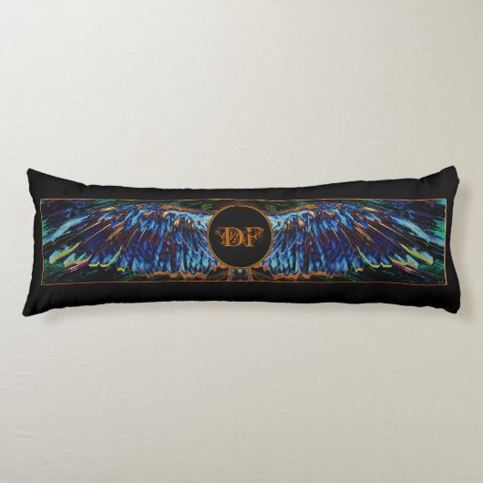Angel Wings Custom Monogram/Date Seal Body Pillow Lichaamskussen (Voorkant)