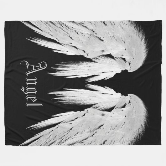 ANGEL WINGS Custom Name Black Fleece Deken (Voorkant (Horizontaal))