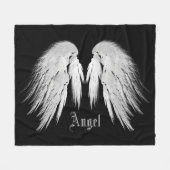 ANGEL WINGS Custom Name Black Fleece Deken (Voorkant (Horizontaal))