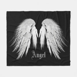 ANGEL WINGS Custom Name Black Fleece Deken