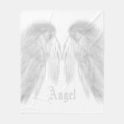 ANGEL WINGS Custom Name White Fleece Deken (Voorkant)