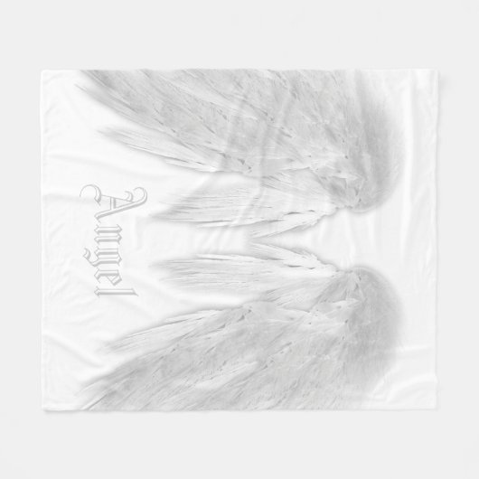 ANGEL WINGS Custom Name White Fleece Deken (Voorkant (Horizontaal))
