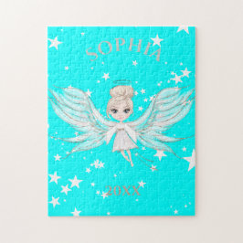 Angel Wings Cute Blue White Jigzaag Puzzle Legpuzzel