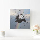Angel Wings Dachshund Memorial Wall Clock Vierkante Klok (Huis)