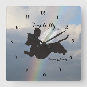 Angel Wings Dachshund Memorial Wall Clock Vierkante Klok