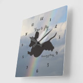 Angel Wings Dachshund Memorial Wall Clock Vierkante Klok (Hoek)
