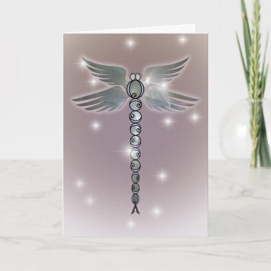 Angel Wings Dragonfly van licht met blauwe accente Kaart (Voorkant)