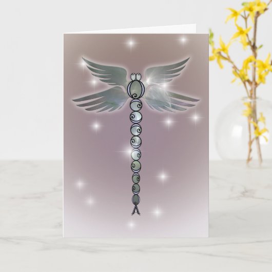 Angel Wings Dragonfly van licht met blauwe accente Kaart (Gele Bloem)