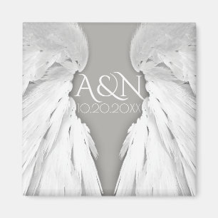 ANGEL WINGS Elegant Grey Save the Date Magneet