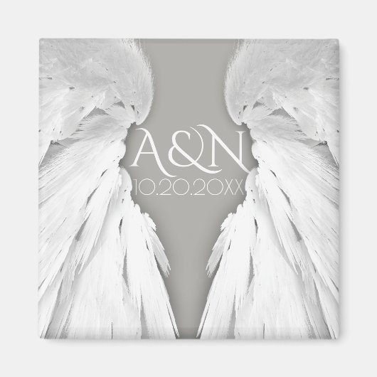 ANGEL WINGS Elegant Grey Save the Date Magneet (Voorkant)