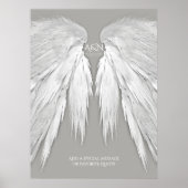 ANGEL WINGS Elegant Grey Wedding Poster (Voorkant)