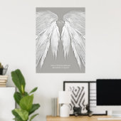 ANGEL WINGS Elegant Grey Wedding Poster (Thuiskantoor)