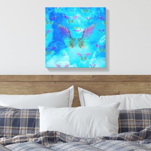 Angel Wings en Clouds Canvas Afdruk (Insitu (Slaapkamer))