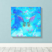 Angel Wings en Clouds Canvas Afdruk (Insitu (Houten vloer))