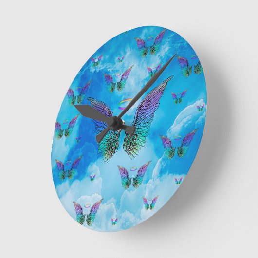 Angel Wings en Clouds Ronde Klok (Hoek)