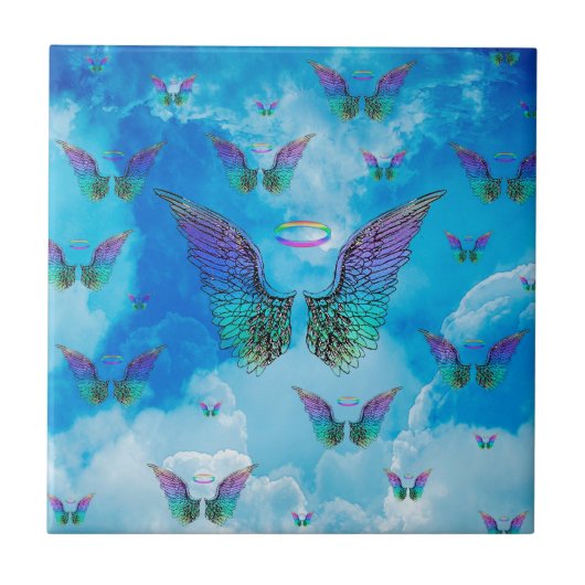 Angel Wings en Clouds Tegeltje (Voorkant)