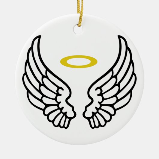 Angel Wings en Halo Keramisch Ornament (Voorkant)
