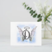 Angel Wings en Halo Monogram Letter D Briefkaart (Staand voorkant)