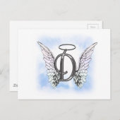 Angel Wings en Halo Monogram Letter D Briefkaart (Voorkant / Achterkant)