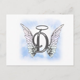 Angel Wings en Halo Monogram Letter D Briefkaart